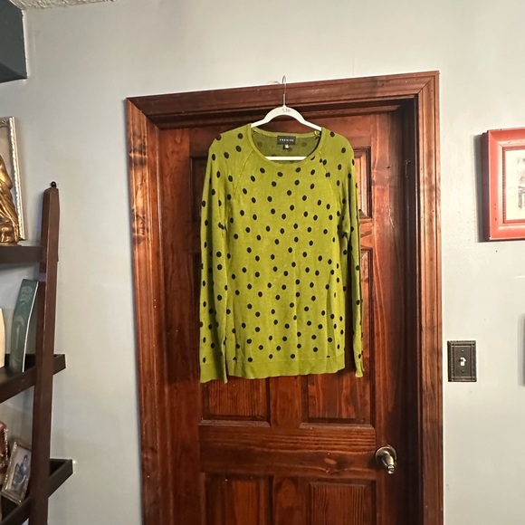 Premise Lime Green Sweater with Black Dots - Picture 1 of 3